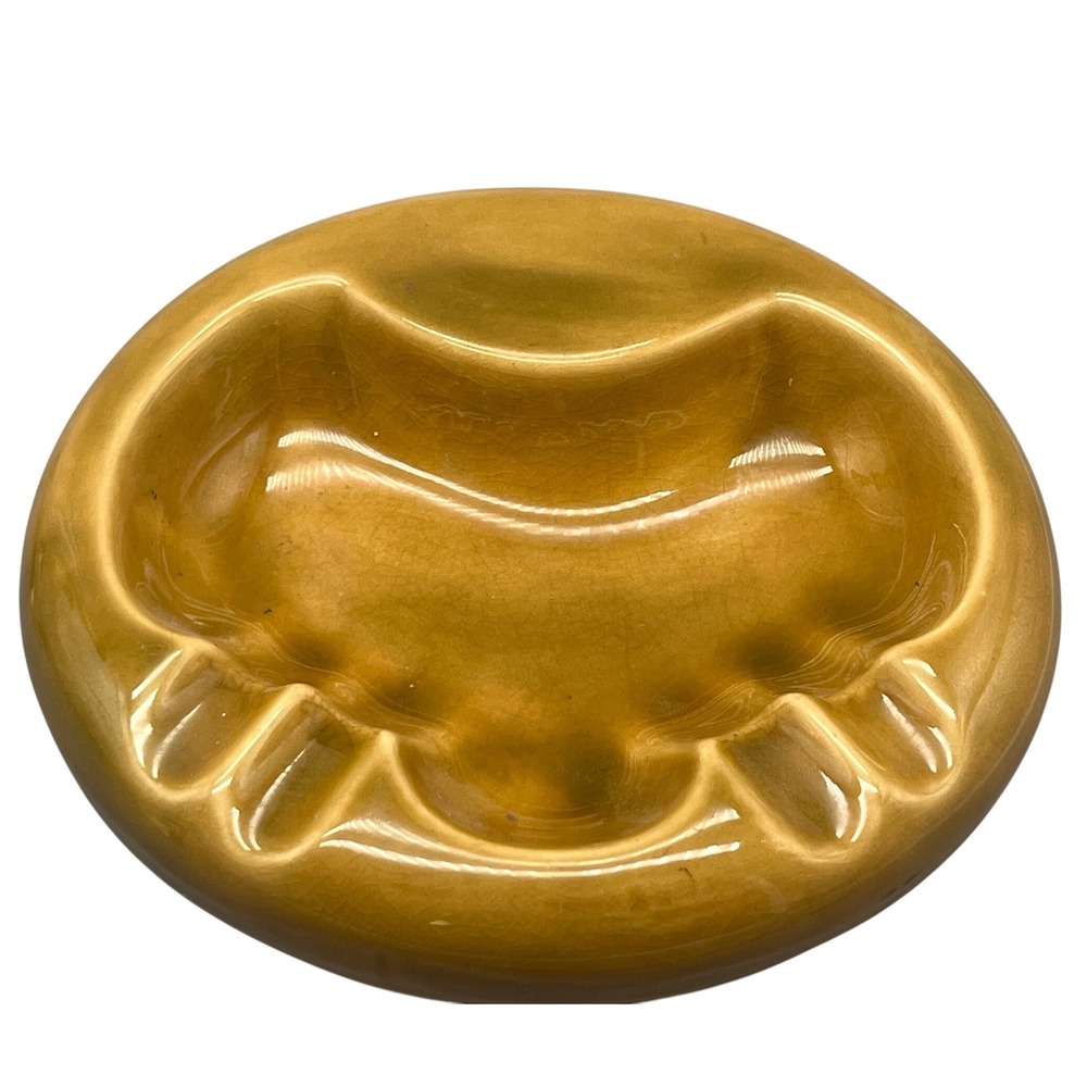 MCM Holland Mold‎ 6.5" Oval Ashtray Gold